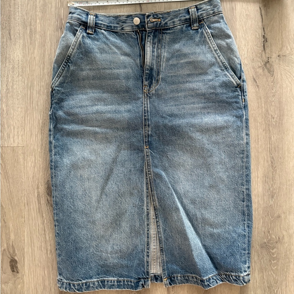 Pilcro Blue Denim Midi Skirt
